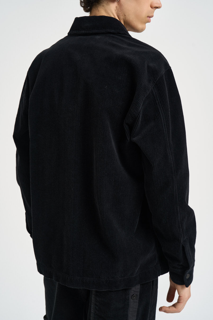 Camicia uomo in velluto a coste nera 1200016 S0212V0029 STONE ISLAND 
