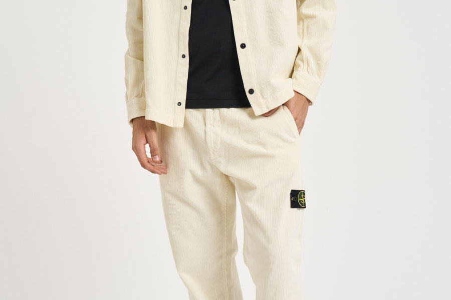 Camicia uomo in velluto a coste panna 1200016 S0212V0093 STONE ISLAND 