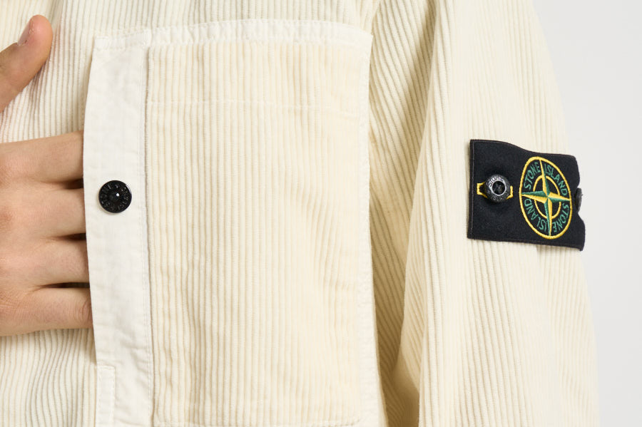 Camicia uomo in velluto a coste panna 1200016 S0212V0093 STONE ISLAND 