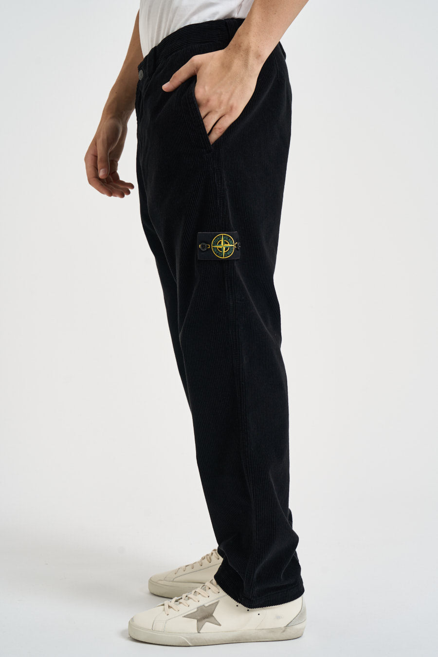 Pantalone uomo in velluto a coste nero 3100059 S0212V0029 STONE ISLAND 