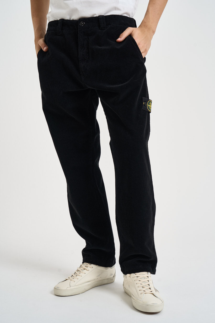 Pantalone uomo in velluto a coste nero 3100059 S0212V0029 STONE ISLAND 
