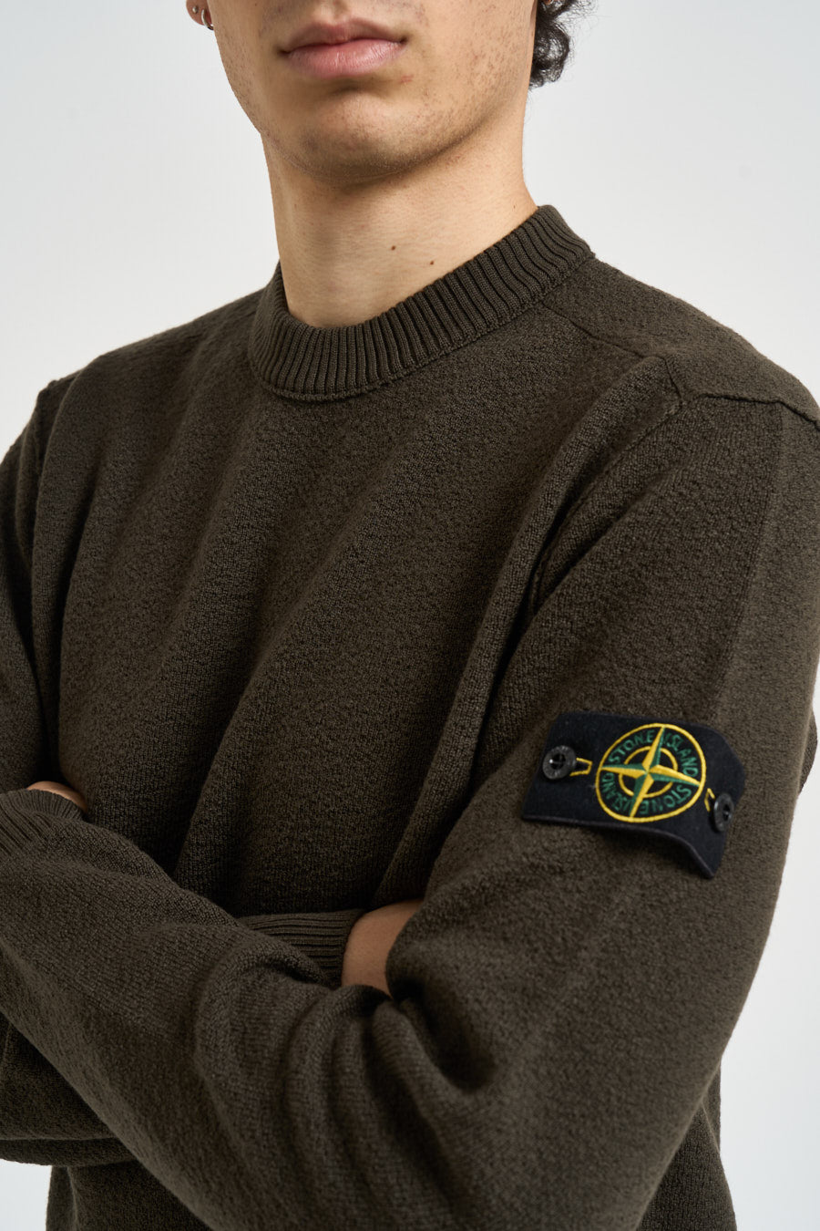 Maglia uomo girocollo in lana verde 5100011 S01C4V0078 STONE ISLAND 