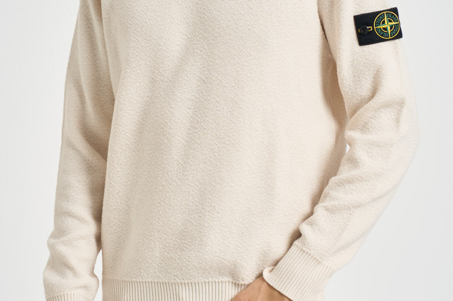Maglia uomo girocollo in lana panna 5100011 S01C4V0093 STONE ISLAND 