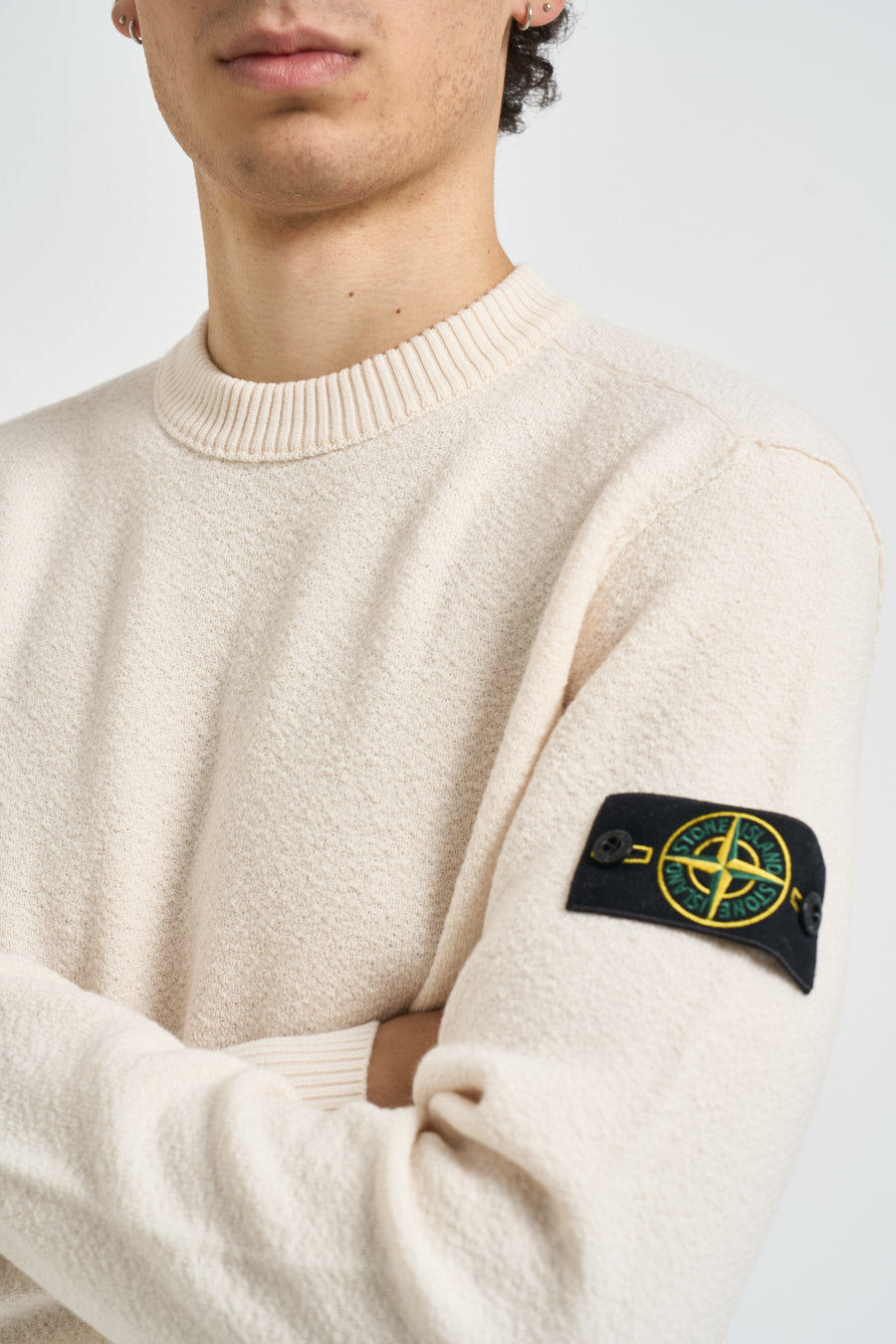 Maglia uomo girocollo in lana panna 5100011 S01C4V0093 STONE ISLAND 