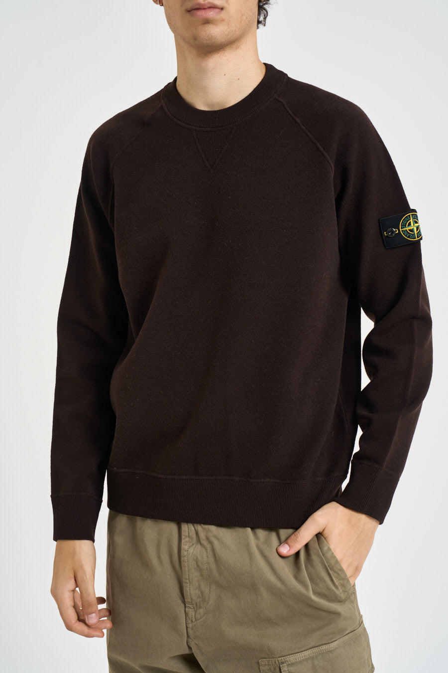 Felpa uomo girocollo marrone scuro 5100020 S01A1V0078 STONE ISLAND 