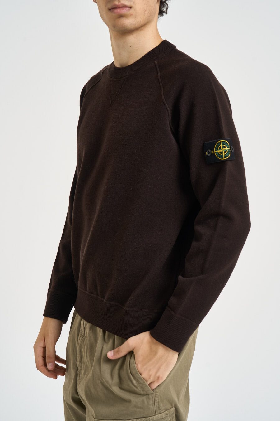 Felpa uomo girocollo marrone scuro 5100020 S01A1V0078 STONE ISLAND 