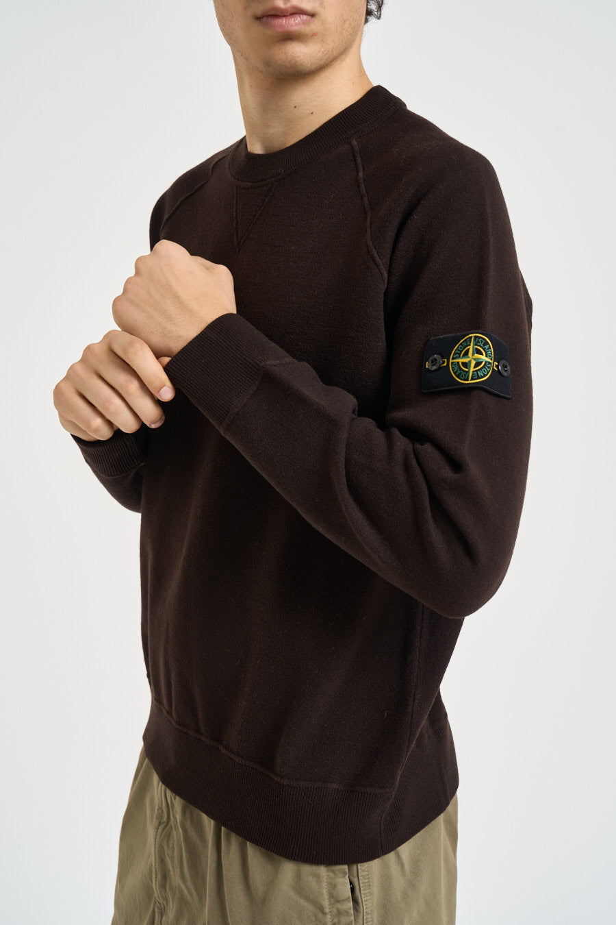 Felpa uomo girocollo marrone scuro 5100020 S01A1V0078 STONE ISLAND 