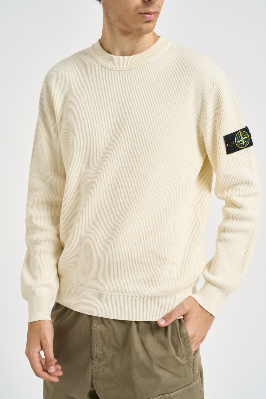 Maglia uomo girocollo panna 5100154 S00D8V0093 STONE ISLAND 