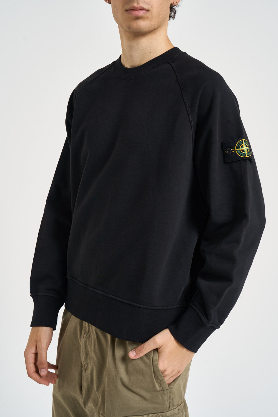Felpa uomo girocollo nera 6100008 S0051V0029 STONE ISLAND 