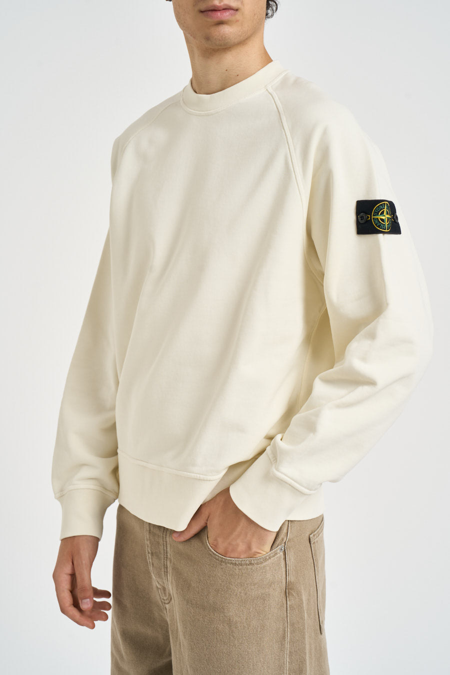 Felpa uomo oversize panna 6100008 S0051V0093 STONE ISLAND 