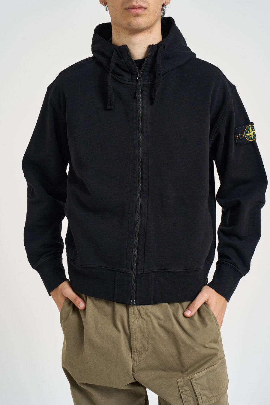 Felpa uomo con cappuccio nera 6100009 S0051V0029 STONE ISLAND 