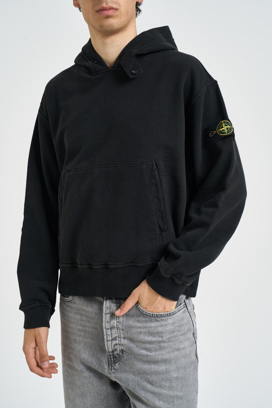Felpa uomo con cappuccio nera 6100023 S0A20V0029 STONE ISLAND 