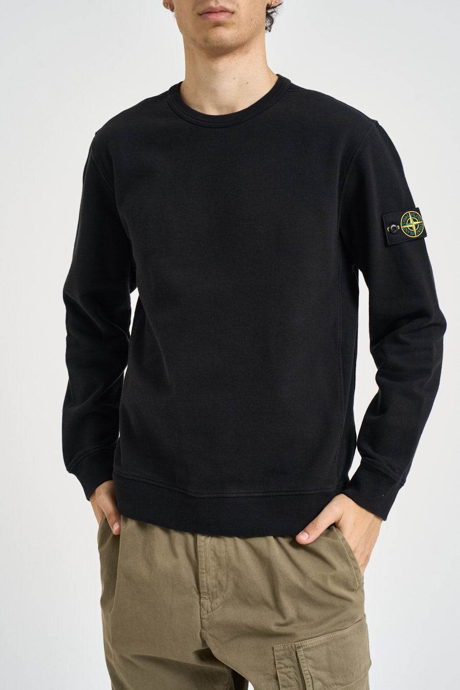 Felpa uomo girocollo nera 6100049 S0A20V0029 STONE ISLAND 