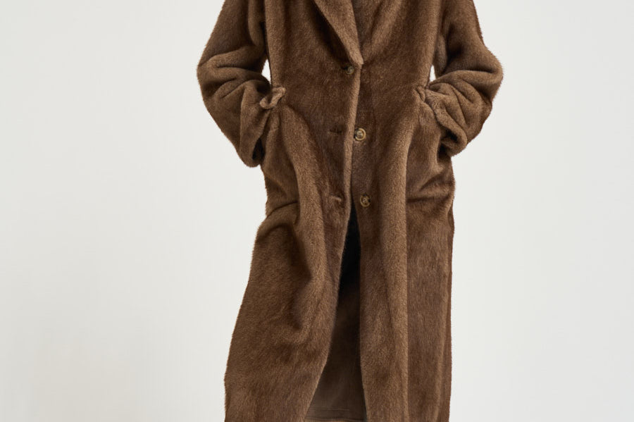 Cappotto donna in ecopelliccia marrone 9138 MJ3 SWORD 6.6.44 