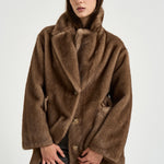 Cappotto donna in ecopelliccia marrone 9138 MJ3 SWORD 6.6.44 