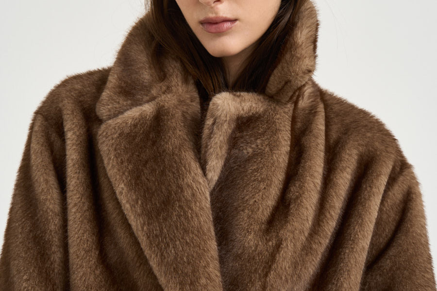 Cappotto donna in ecopelliccia marrone 9138 MJ3 SWORD 6.6.44 