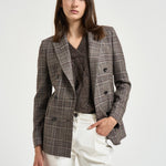 Blazer donna J-Parigi a quadri marrone e bordeaux 070143 C1150 TAGLIATORE 