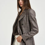 Blazer donna J-Parigi a quadri marrone e bordeaux 070143 C1150 TAGLIATORE 