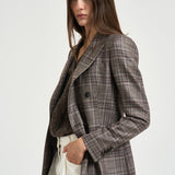 Blazer donna J-Parigi a quadri marrone e bordeaux 070143 C1150 TAGLIATORE 