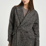 Cappotto donna Linden spinato nero e panna 340218 EN837 TAGLIATORE 