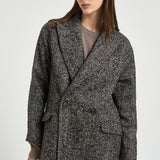 Cappotto donna Linden spinato nero e panna 340218 EN837 TAGLIATORE 
