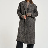 Cappotto donna Linden spinato nero e panna 340218 EN837 TAGLIATORE 