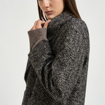 Cappotto donna Linden spinato nero e panna 340218 EN837 TAGLIATORE 