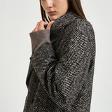 Cappotto donna Linden spinato nero e panna 340218 EN837 TAGLIATORE 