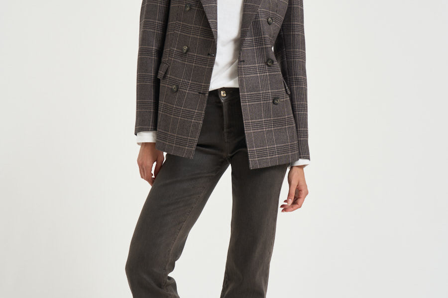 Blazer donna Jparigi a quadri grigio 340361 ET842 TAGLIATORE 