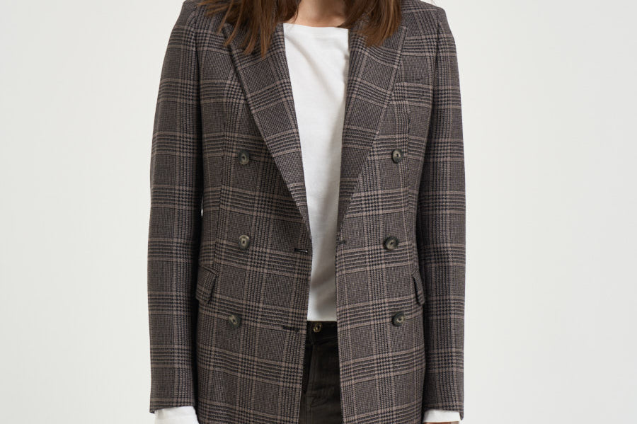 Blazer donna Jparigi a quadri grigio 340361 ET842 TAGLIATORE 
