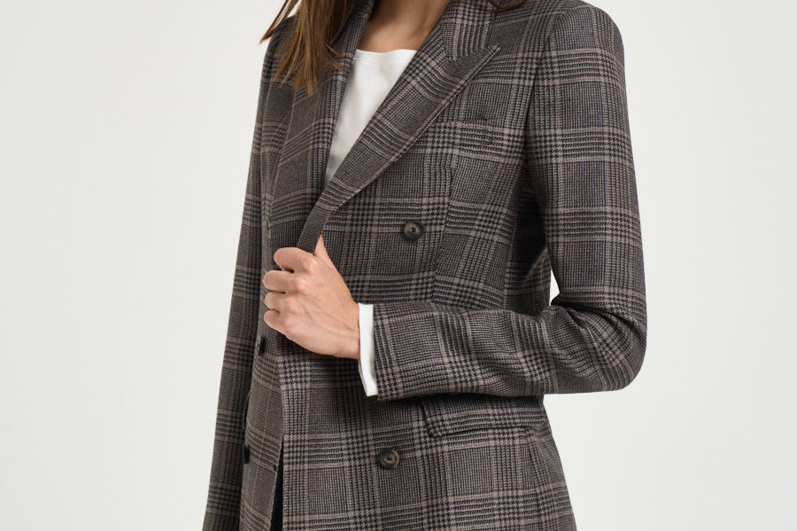Blazer donna Jparigi a quadri grigio 340361 ET842 TAGLIATORE 