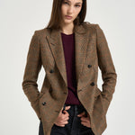 Blazer donna Jparigi a quadri cammello 440073 M1364 TAGLIATORE 