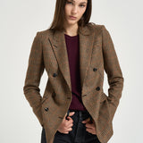 Blazer donna Jparigi a quadri cammello 440073 M1364 TAGLIATORE 