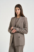 Tailleur donna Parigi gessato tortora 930005 T1296 TAGLIATORE 