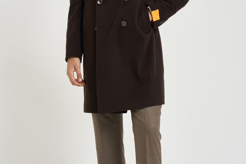 Cappotto uomo doppiopetto marrone scuro ARDEN 350001EM940 TAGLIATORE 