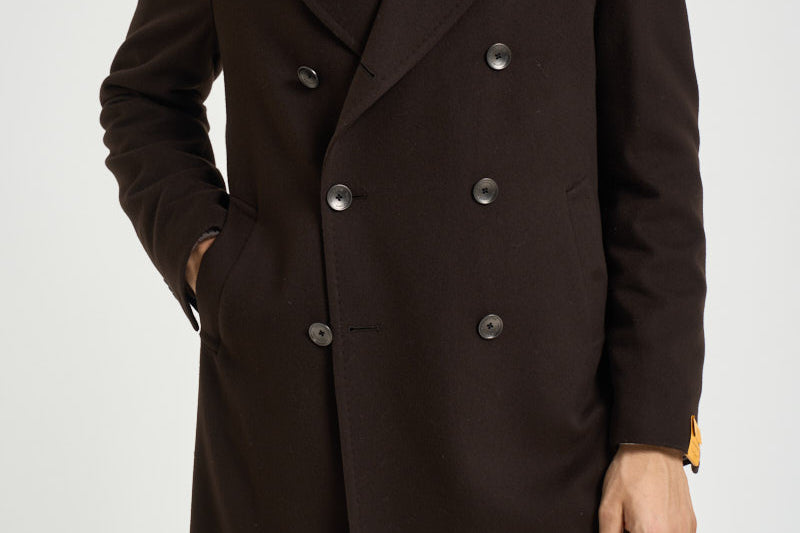 Cappotto uomo doppiopetto marrone scuro ARDEN 350001EM940 TAGLIATORE 