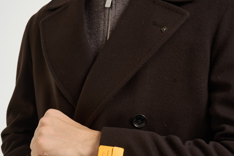 Cappotto uomo doppiopetto marrone scuro ARDEN 350001EM940 TAGLIATORE 