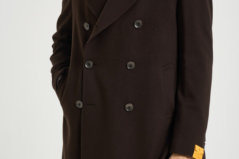 Cappotto uomo doppiopetto marrone scuro ARDEN 350001EM940 TAGLIATORE 