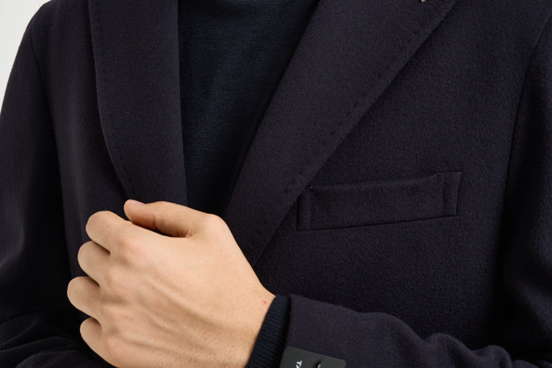Cappotto uomo monopetto blu navy CFBM13X 350001B5054 TAGLIATORE 