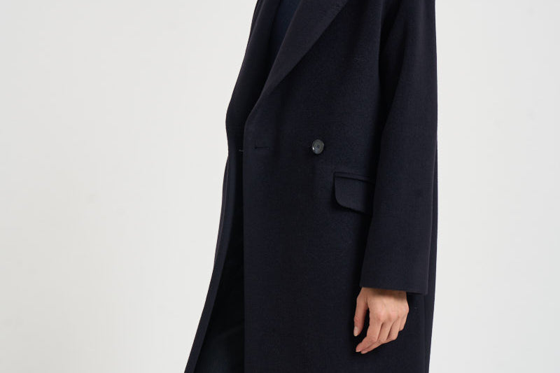 Cappotto donna Linden lungo blu notte E30007 B1239 TAGLIATORE 