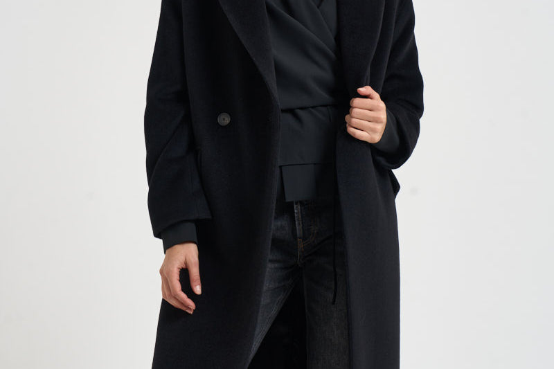 Cappotto donna Linden lungo  nero E30007 N1240 TAGLIATORE 