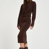 Abito donna Lilia midi marrone T200108A TJP199DARKBROWN THE ANDAMANE 