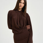Abito donna Lilia midi marrone T200108A TJP199DARKBROWN THE ANDAMANE 
