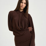 Abito donna Lilia midi marrone T200108A TJP199DARKBROWN THE ANDAMANE 