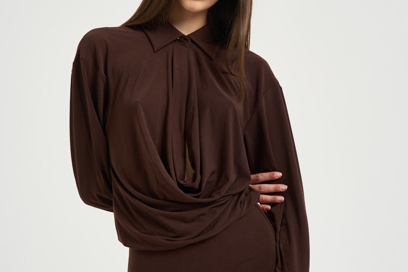 Abito donna Lilia midi marrone T200108A TJP199DARKBROWN THE ANDAMANE 
