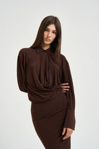 Abito donna Lilia midi marrone T200108A TJP199DARKBROWN THE ANDAMANE 