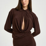 Abito donna Lilia midi marrone T200108A TJP199DARKBROWN THE ANDAMANE 
