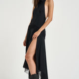Abito donna lungo Tish in raso nero délavé T200158A TNV147BLACK THE ANDAMANE 