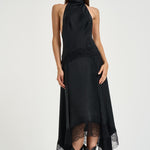Abito donna lungo Tish in raso nero délavé T200158A TNV147BLACK THE ANDAMANE 