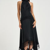 Abito donna lungo Tish in raso nero délavé T200158A TNV147BLACK THE ANDAMANE 